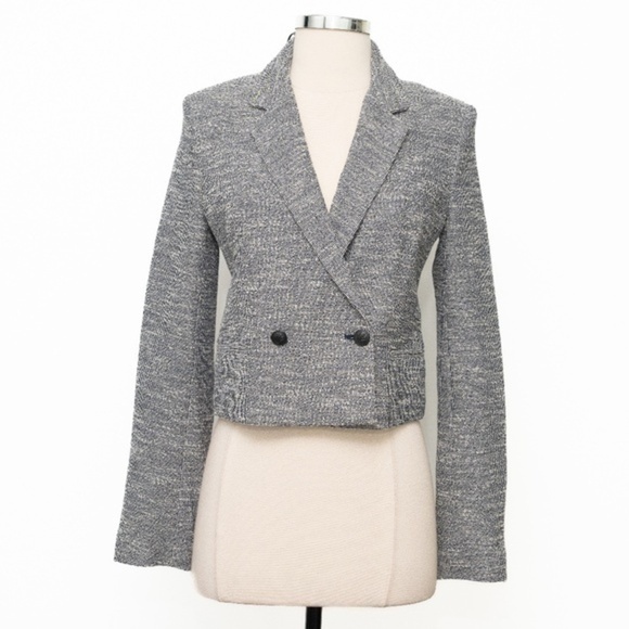 rag & bone. Josie cropped double-breasted cotton-blend bouclé-tweed blazer. - Picture 1 of 13